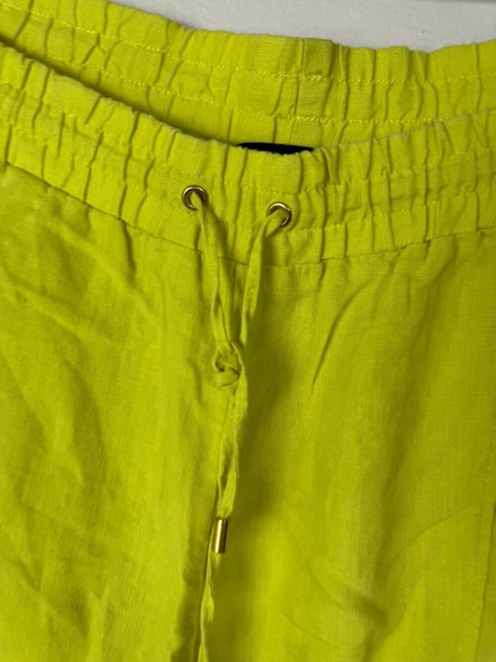 Ellen Tracy Women Lime Green 100% Linen Elastic Waist Pants Size Large Lagenlook - Picture 12 of 15
